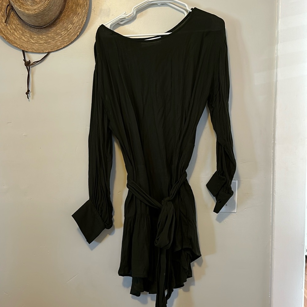Stillwater green mini - tie waist dress